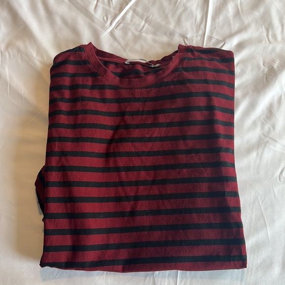 $100 Vince Size S Stripe Pima Cotton Short Sleeve Tee Shirt - Picture 5 of 5